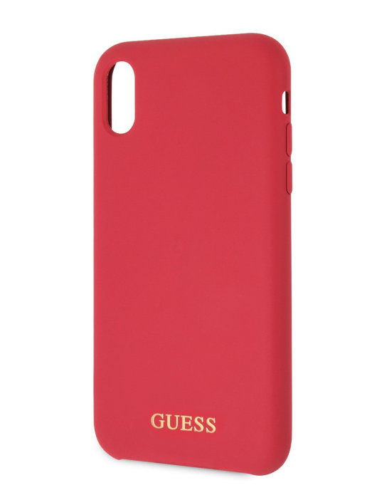 Чехол Guess Silicone collection Gold Logo hard IPhone XR, красный