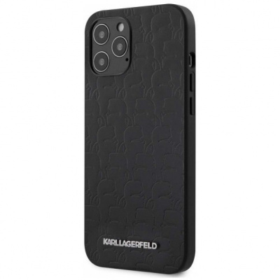 Чехол Lagerfeld Kameo embossed Metal logo для iPhone 12 Pro Max, черный