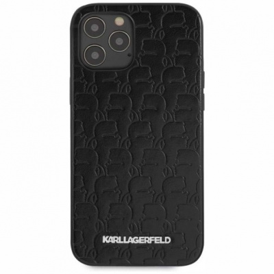 Чехол Lagerfeld Kameo embossed Metal logo для iPhone 12 Pro Max, черный